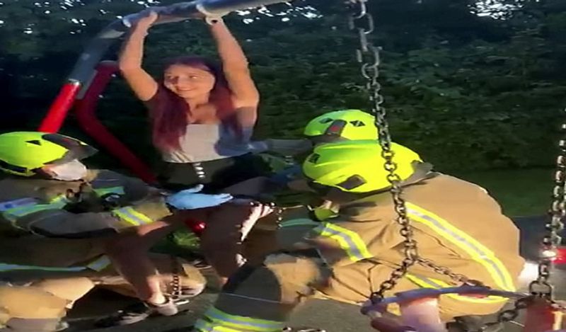 embarrassing photos of 14 year teen girl in park stuck in baby swing while making tiktok goes viral kph