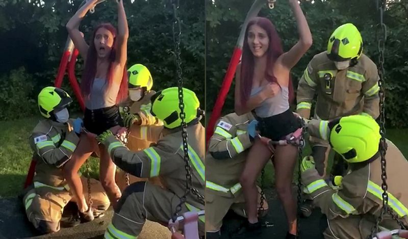 embarrassing photos of 14 year teen girl in park stuck in baby swing while making tiktok goes viral kph