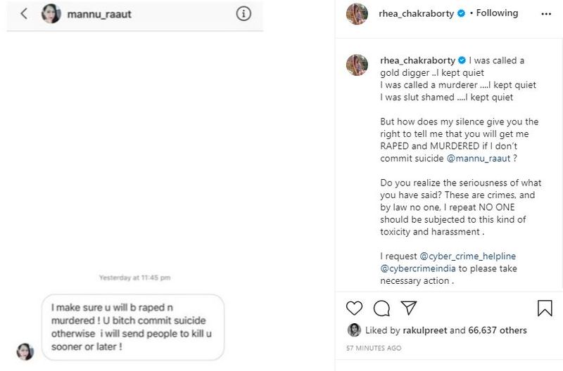 Sushant Singh Rajput Girl Friend Rhea Chakraborty replies to troll who gave her death, rape
