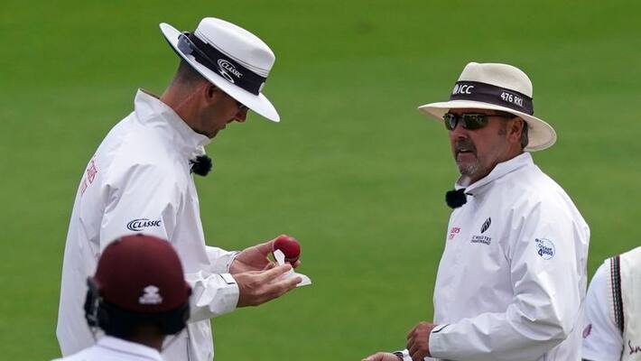 Umpires disinfect cricket ball after England Cricketer Dominic Sibley accidentally uses saliva Umpires disinfect cricket ball after England Cricketer Dominic Sibley accidentally uses saliva