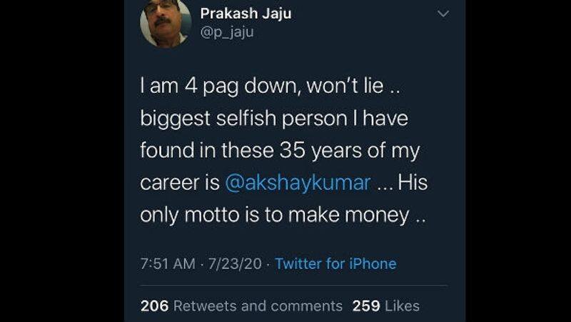 Producer prakash tweets akshay kumar is selfies and wants more  money
