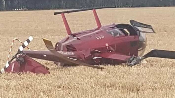Miraculous Escape For 4 People After Helicopter Crashes In Field Miraculous Escape For 4 People After Helicopter Crashes In Field
