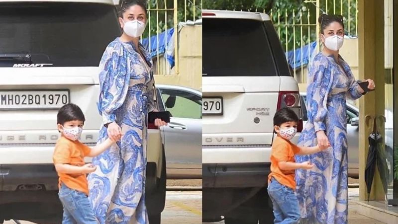 kareena kapoor simple blue and white silk dress price is unbelievable have a look KPJ