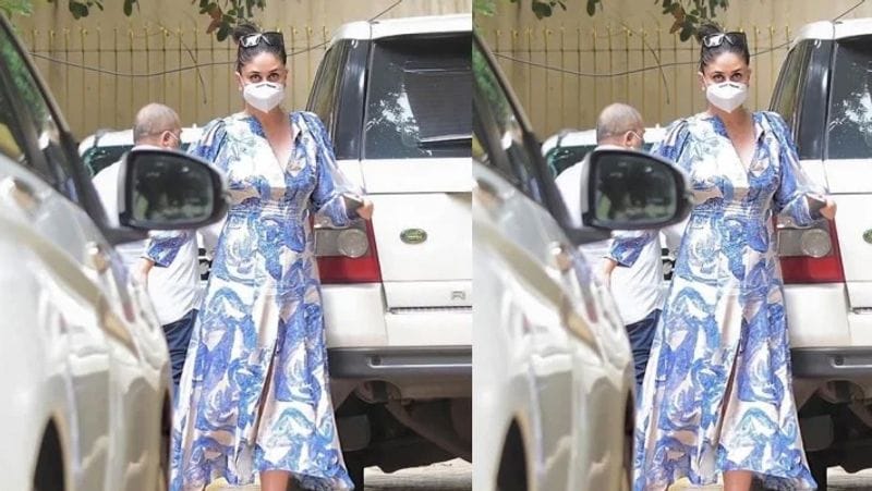 kareena kapoor simple blue and white silk dress price is unbelievable have a look KPJ