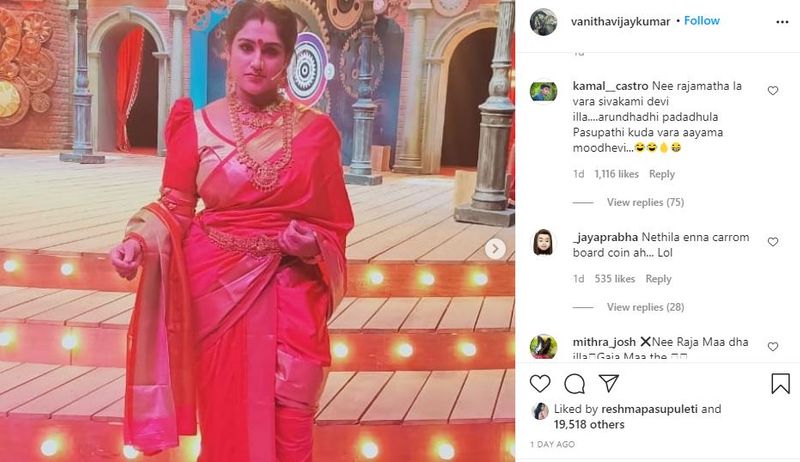Netizens Slams Big boss Vanitha Shared Rajamadha Getup photo in instagram