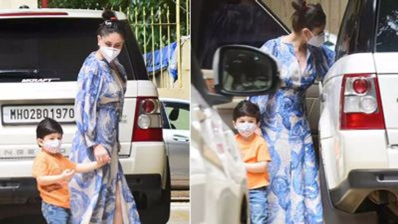 Kareena Kapoor simple blue and white silk dress price is unbelievable have a look