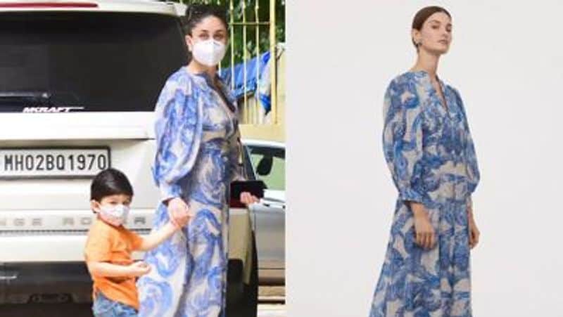 Kareena Kapoor simple blue and white silk dress price is unbelievable have a look