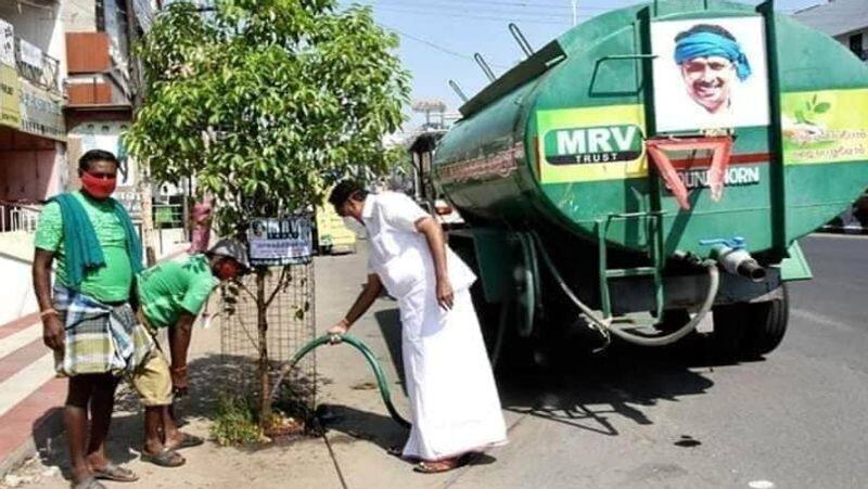 minister mr vijayabaskar planting plenty of trees in karur