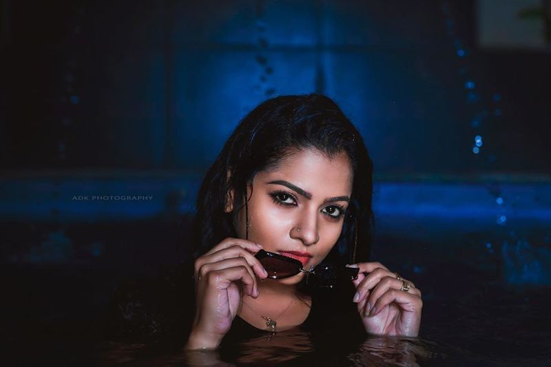 vj chitra swiming pool photo goes viral in social media