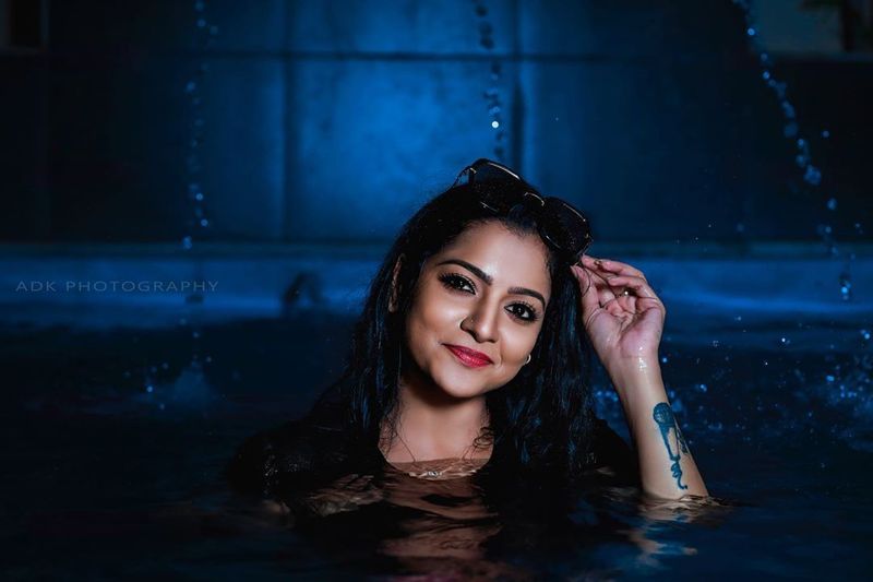 vj chitra swiming pool photo goes viral in social media