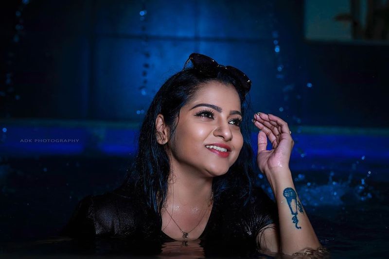 vj chitra swiming pool photo goes viral in social media