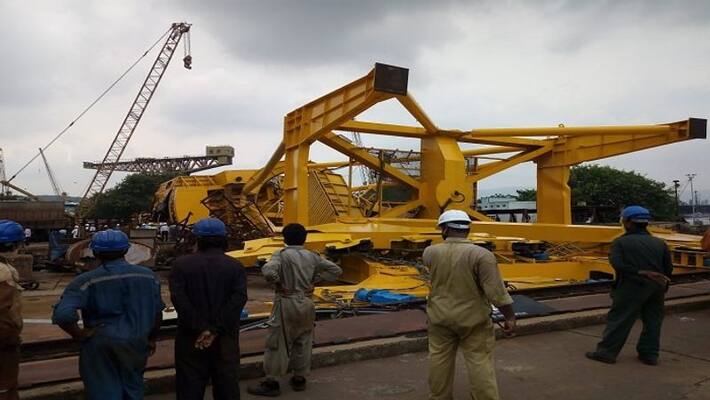Two dead in Visakha Hindustah Shipyard crane accident Two dead in Visakha Hindustah Shipyard crane accident
