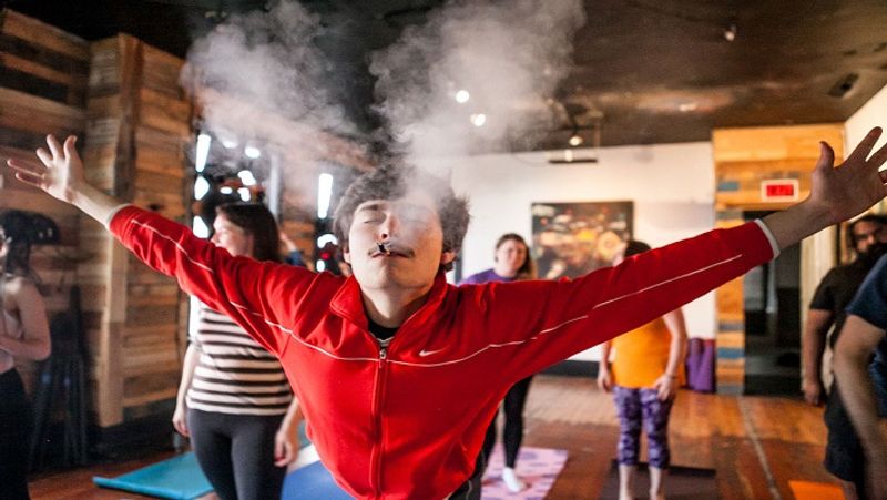 In San Francisco of USA, Yoga is done with smoking marijuana MJA