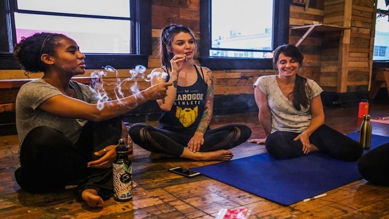 In San Francisco of USA, Yoga is done with smoking marijuana MJA