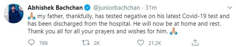 Amitabh Bachchan Tested Negative For COVID-19 Discharged From Hospital