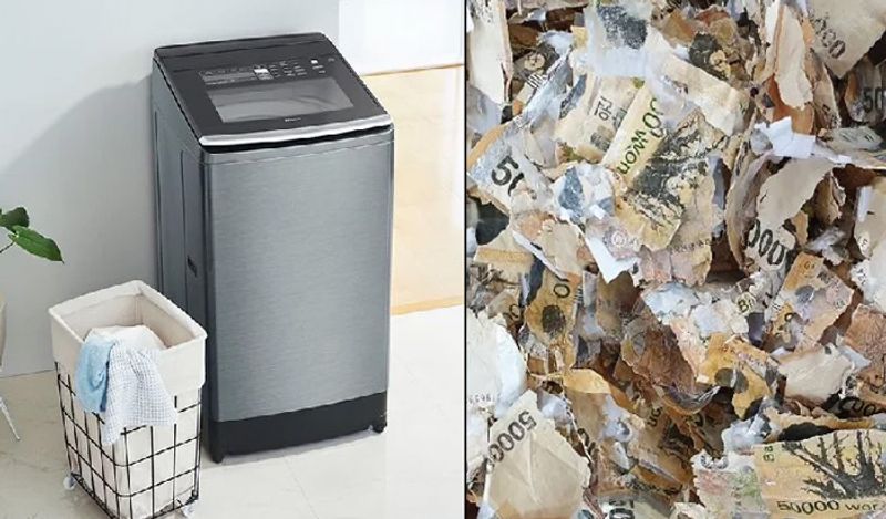 south korean man washes 14 lakh rupees in laundary machine to disinfect it from corona virus kph
