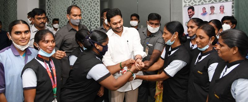 home minister, YCP women MLAs ties Rakhi to CM Jagan