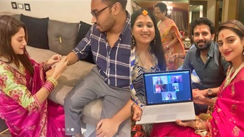 Nusrat Jahan Celebrate Rakhi with Husband Nikhil Jain and brother KPG