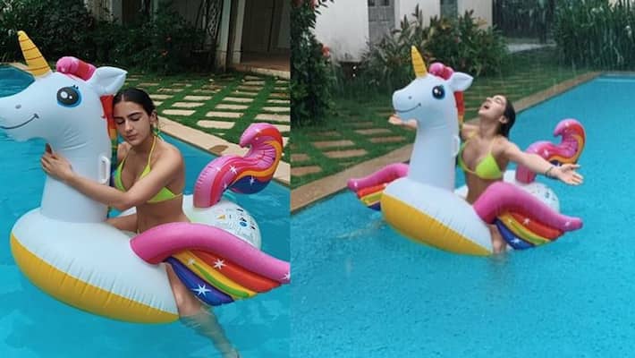 saif ali khan daughter sara ali khan enjoying in pool with rain photos viral KPJ saif ali khan daughter sara ali khan enjoying in pool with rain photos viral KPJ