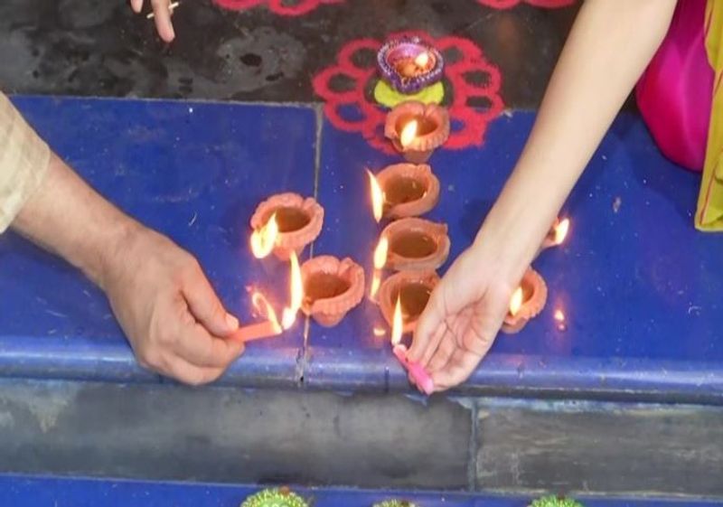 light earthen lamps in the joy of building Ram temple in Ayodhya kpn