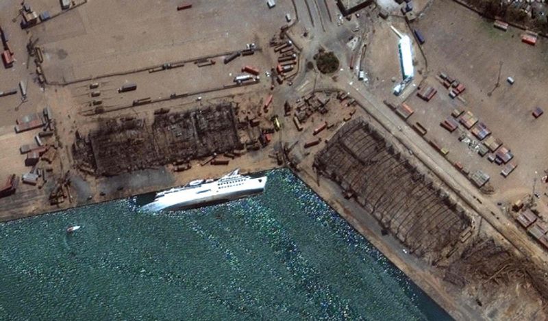 satellite images came out 24 hours after the Beirut blast city destroyed like this from the sky kph