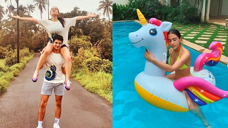 Saif Ali Khan Duaghter Sara sit on brother Ibrahim Ali Khan Shoulder KPG