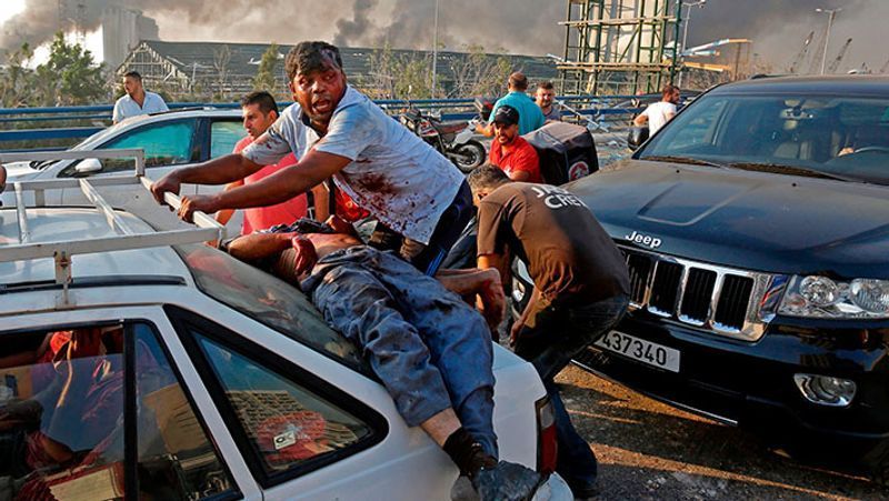 shocking photographs after the blast in Ammonium nitrate explosive in lebanon capital Beirut kpa