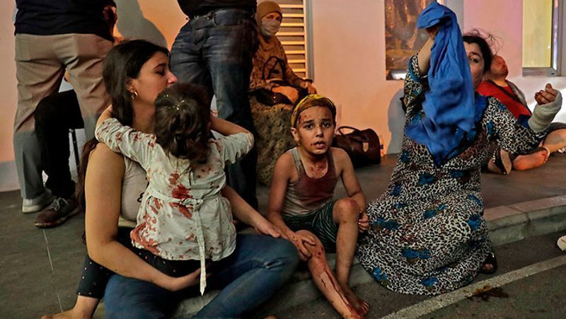 shocking photographs after the blast in Ammonium nitrate explosive in lebanon capital Beirut kpa