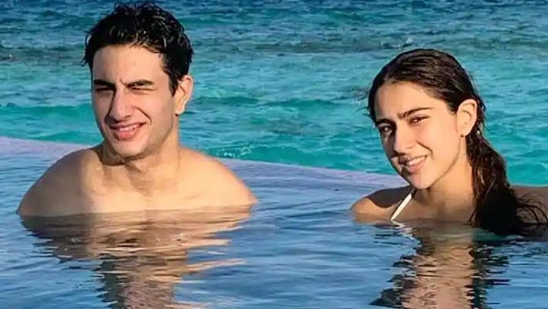 Sara Ali Khan And Brother Ibrahim Ali Khan chilling in pool Sharing incredible relationship and siblings goal KPJ