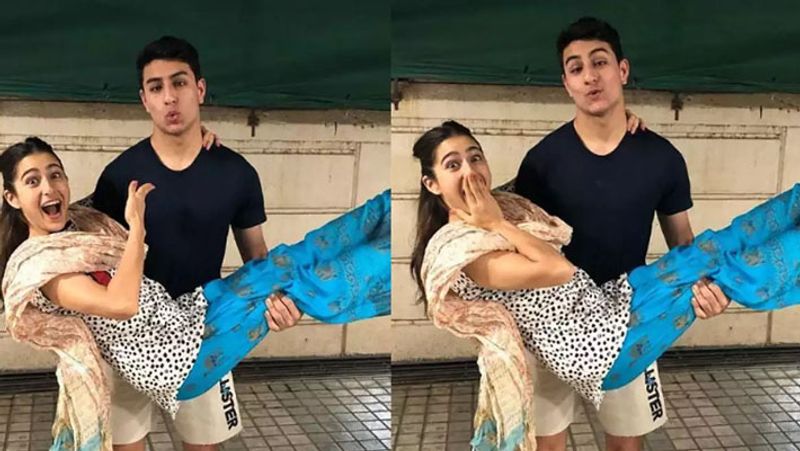 Sara Ali Khan And Brother Ibrahim Ali Khan chilling in pool Sharing incredible relationship and siblings goal KPJ