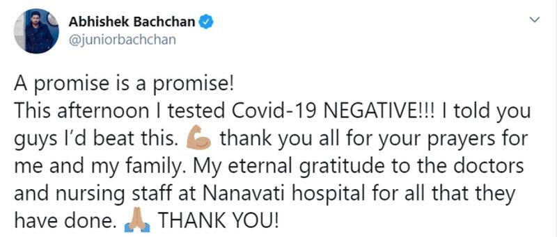 Abhishek Bachchan Tested negative for Corona virus and return home soon