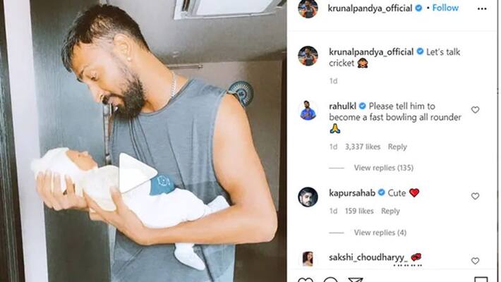 team india cricketer KL Rahul Offers Hilarious Career Advice To Hardik Pandya's Son team india cricketer KL Rahul Offers Hilarious Career Advice To Hardik Pandya's Son