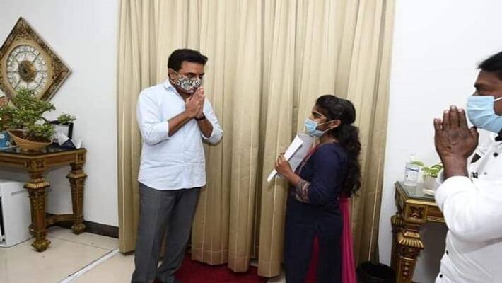 KTR extends finacial help to IIT girl student Anajali KTR extends finacial help to IIT girl student Anajali