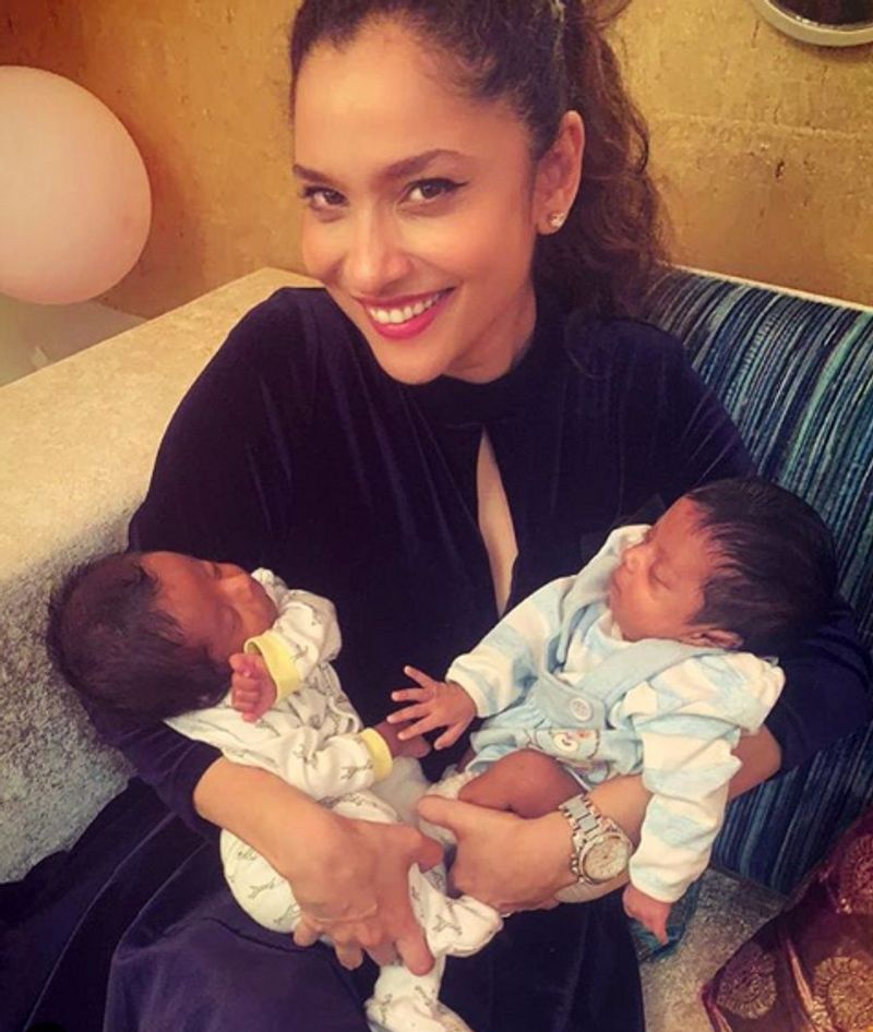 On August 10, actress Ankita Lokhande posted a happy picture with twin babies Abeer and Abeera in her arms
