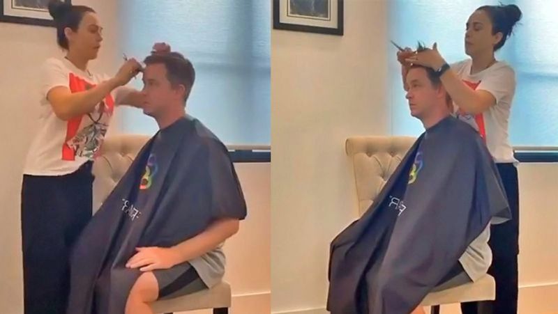 Preity Zinta cuts husband gene goodenough hair professionaly