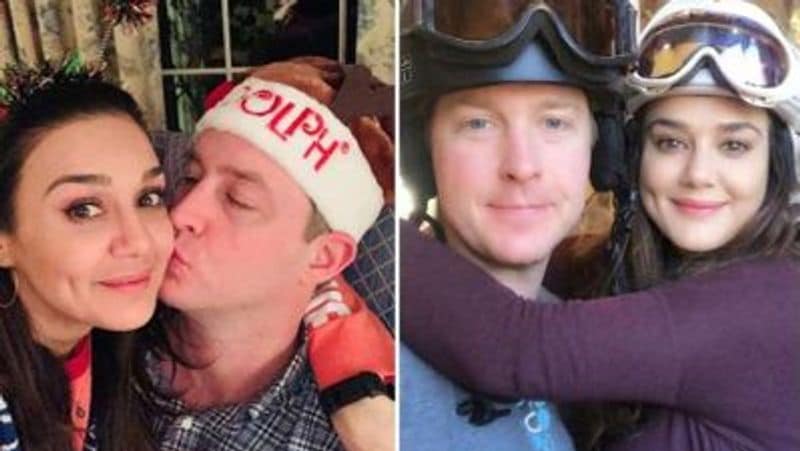 Preity Zinta cuts husband gene goodenough hair professionaly