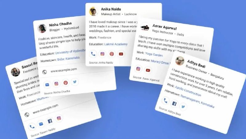 google introduced people cards in india to make your vitual id dvate