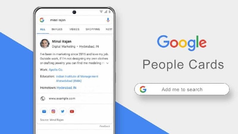 google introduced people cards in india to make your vitual id dvate