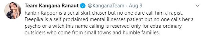 Ranbir Kapoor rapist Deepika Padukone psycho Says Kangana