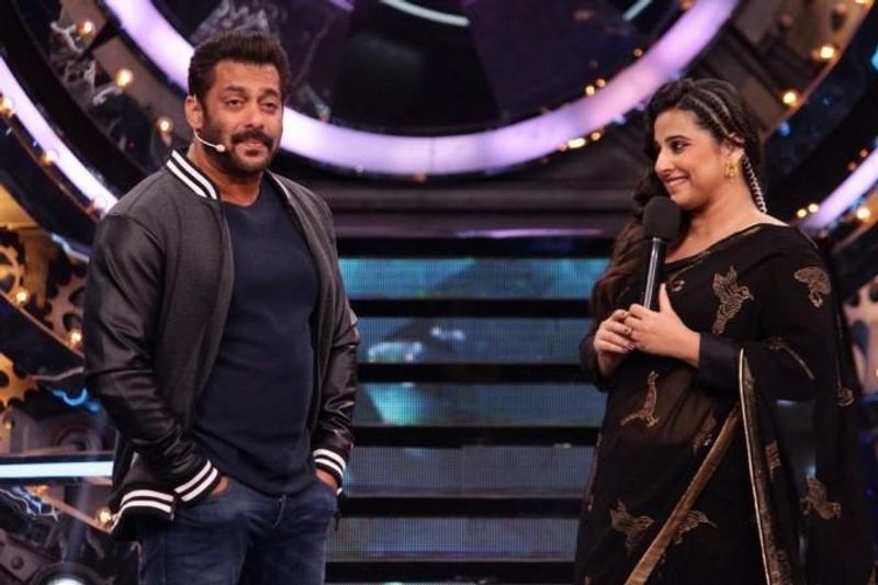 salman khan kidding ajith movie actress vidya balan in bigboss set