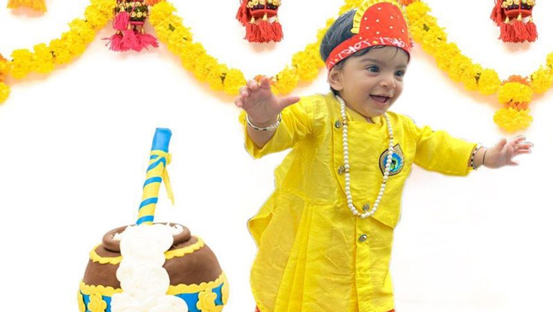jay bhaushali and mahhi vij celebrate Janmasthami dressup daughter tara as Kanhaiya KPJ