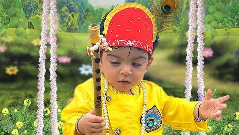 jay bhaushali and mahhi vij celebrate Janmasthami dressup daughter tara as Kanhaiya KPJ