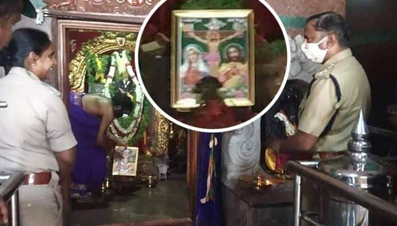 Karnataka Police superintendent Divya Thomas pressures priest to place Christ photo in Anjaneya temple shrine