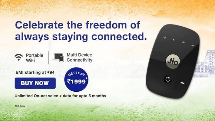 Jio Offers 5 Months of Free Data, Calls With JioFi For Independence Day Jio Offers 5 Months of Free Data, Calls With JioFi For Independence Day