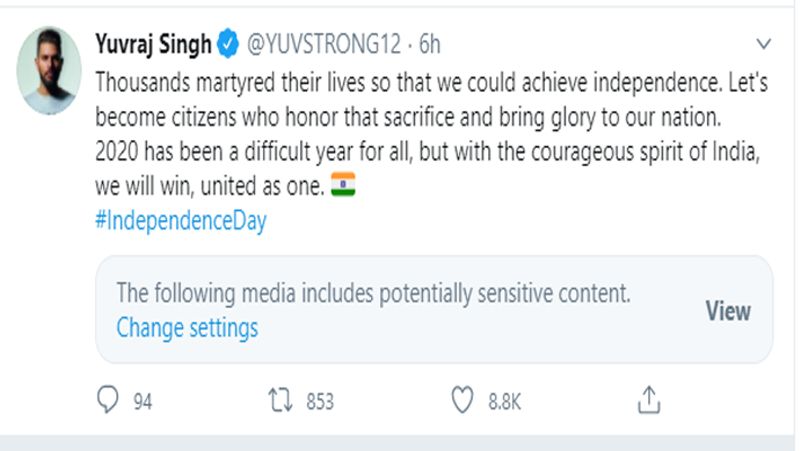 indian cricketer wishes everyone on 74th independence day dva