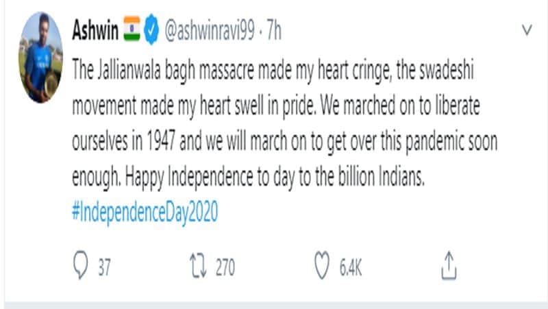 indian cricketer wishes everyone on 74th independence day dva