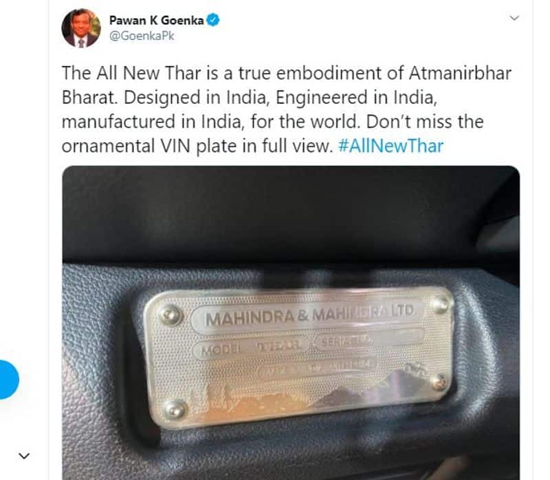 New Mahindra Thar is Embodiment of Atmanirbhar Bharat designed Engineered Manufactured in India