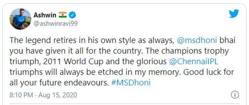 R Ashwin on Dhoni