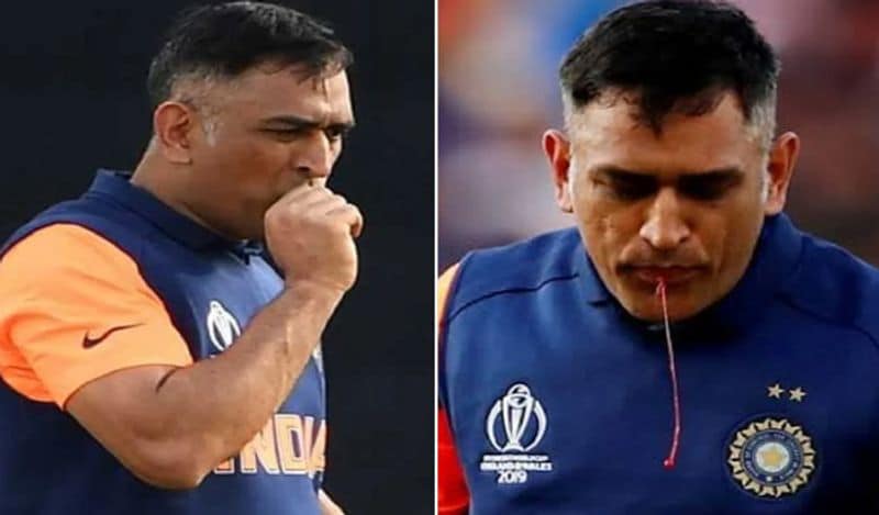 mahendra singh dhoni viral photo of spitting blood on cricket ground goes viral kph