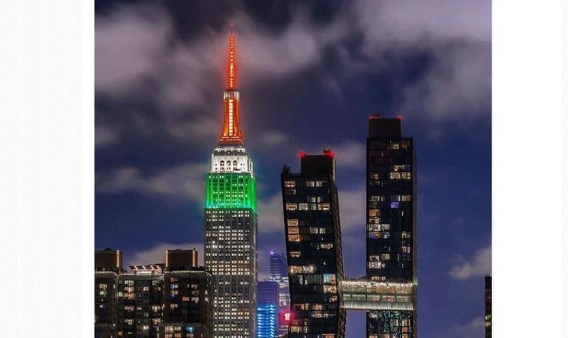 The Empire State Building in New York was lit up in the colours of the Indian national flag on the occasion of India's 74th Independence Day.